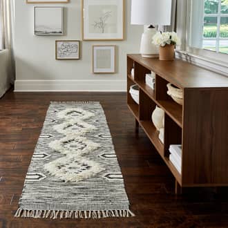 Black Nacoda Shaggy Moroccan Lattice Fringe rug