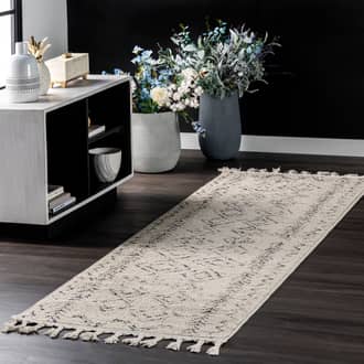 Ivory Opell Moroccan Diamonds Tassel rug - Contemporary Runner 2' 6in x 10'