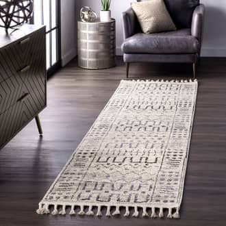 Ivory Opell Vintage Tassel rug - Solid & Striped Runner 2' 6in x 10'