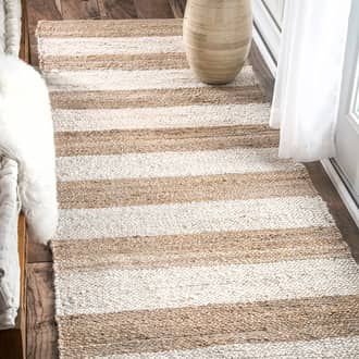 Off White Responsibly Handcrafted Jute And Denim Even Stripes rug - Farmhouse Runner 2' 6in x 6'