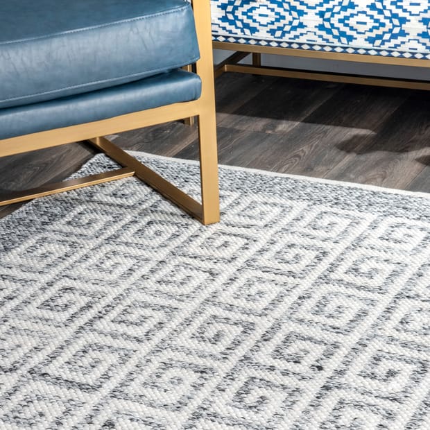 Moroccan Inspired for Indoor/Outdoor Décor Gray/Black 6' 0 x 6' 0 Square Unique Loom Trellis Collection Area Rug-Geometric Greek Key Border 