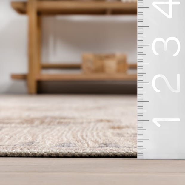 Rain Haven Brenda Hazy Heraldry Washable Beige Rug