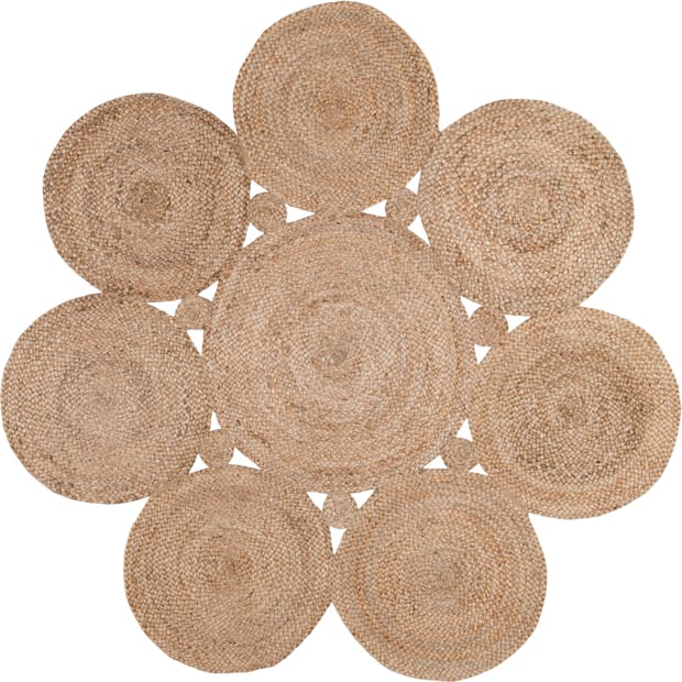 Maui Jute Decorative Circles Natural Rug, Rug With Circles