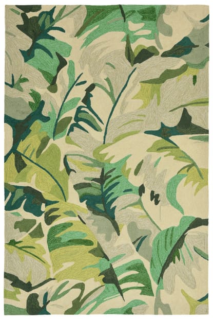 Capri Palm Leaf Green Rug, Palm Tree Print Area Rugs