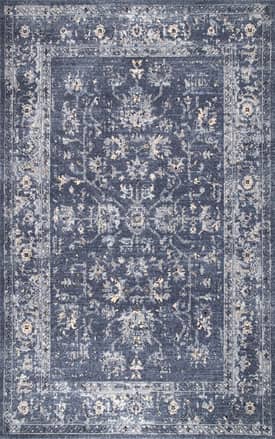 Blue Bordered Floral Rug swatch