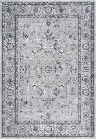 Gray 9' x 12' Bordered Floral Rug swatch