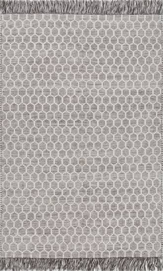 Grey 5' x 8' Hive Fringed Rug swatch