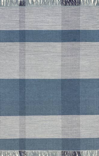 Blue Willamette Tasseled Plaid Wool Rug swatch