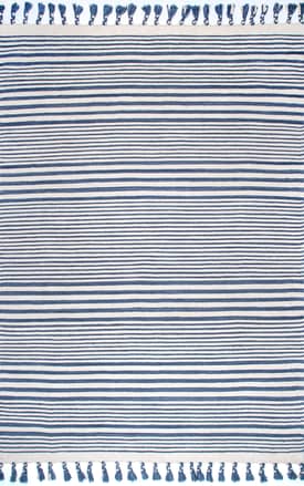 Blue 4' x 6' Regency Stripes with Tassels Rug swatch