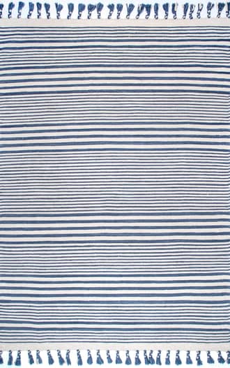 Blue Regency Stripes with Tassels Rug swatch