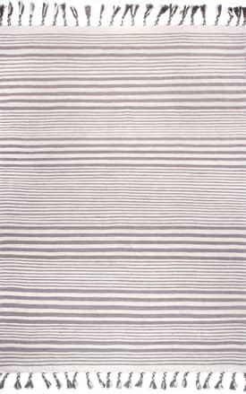 Light Gray Regency Stripes with Tassels Rug swatch
