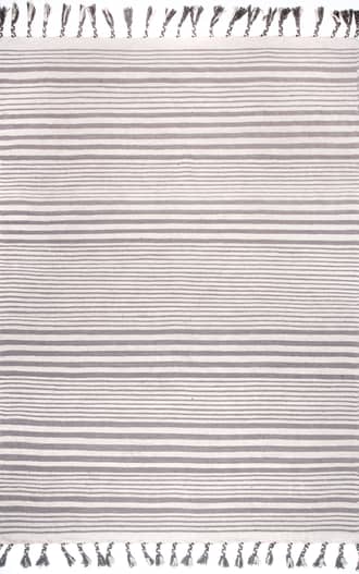 Light Grey Regency Stripes with Tassels Rug swatch