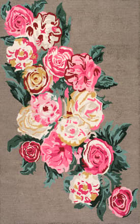 Light Brown 5' x 8' Beautiful Rose Bouquet Rug swatch