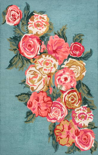 Light Blue 5' x 8' Beautiful Rose Bouquet Rug swatch
