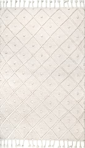 Ivory 3' x 5' Diamond Textured Trellis Tassel Rug swatch