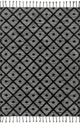 Dark Gray 2' 6" x 8' Diamond Textured Trellis Tassel Rug swatch