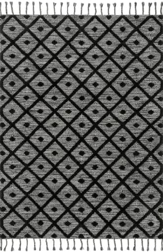 Dark Gray 2' 6" x 6' Diamond Textured Trellis Tassel Rug swatch
