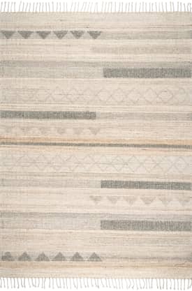 Beige 4' x 6' Modern Striped Wool Rug swatch
