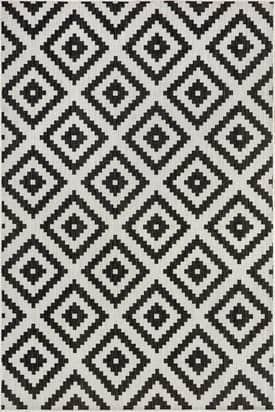 Black And White 5' x 8' Mallia Moroccan Trellis Indoor/Outdoor Rug swatch