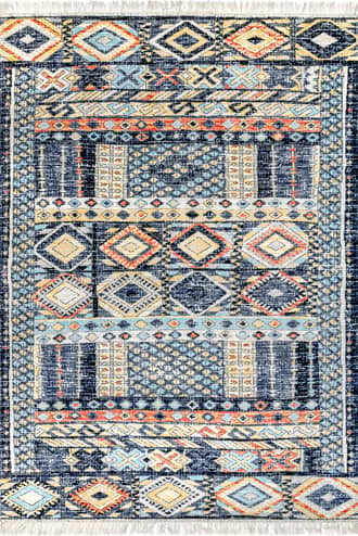 Multicolor 6' 7" x 9' Faded Bohemian Fringed Indoor/Outdoor Rug swatch