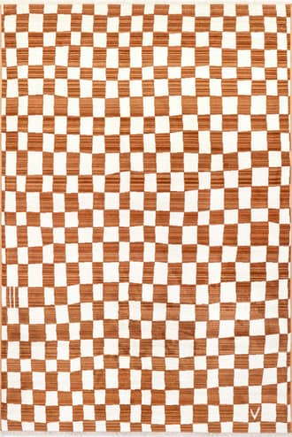 Orange 3' 3" x 5' Rasali Checkered Box Rug swatch