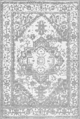 Gray Raised Floral Medallion Indoor/Outdoor Rug swatch
