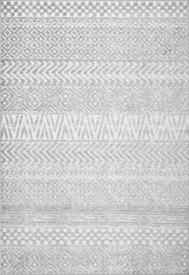 Gray 6' 7" x 9' Textured Banded Indoor/Outdoor Rug swatch