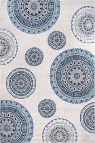 Blue 6' 7" x 9' Carved Regal Suzani Indoor/Outdoor Rug swatch