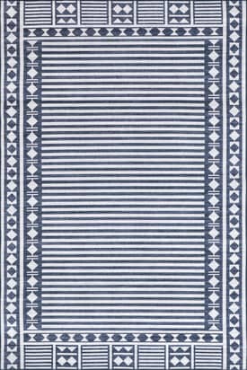 Blue Chloe Striped Washable Indoor/Outdoor Rug swatch