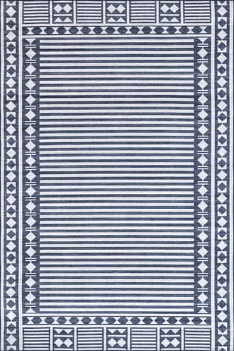 Blue 5' x 8' Chloe Striped Washable Indoor/Outdoor Rug swatch