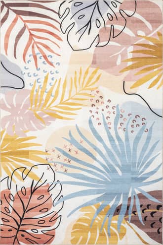Multicolor 4' x 6' Leyla Leaves Washable Indoor/Outdoor Rug swatch