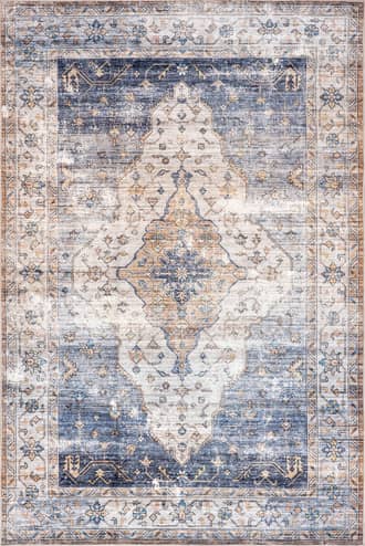 Blue 5' x 8' Audrey Washable Stain Resistant Rug swatch
