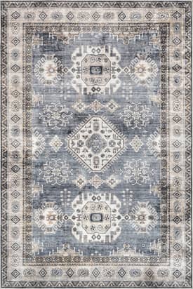 Blue 4' x 6' Antoinette Washable Stain Resistant Rug swatch