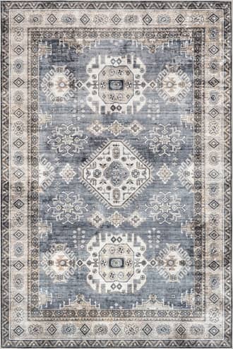 Blue 2' 6" x 6' Antoinette Spill Proof Washable Rug swatch