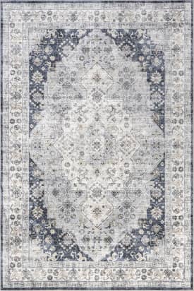 Navy 4' x 6' Odette Washable Stain Resistant Rug swatch
