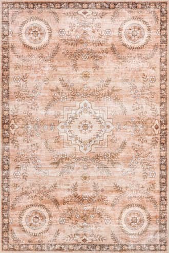 Rust Londyn Floral Vines Spill Proof Washable Rug swatch