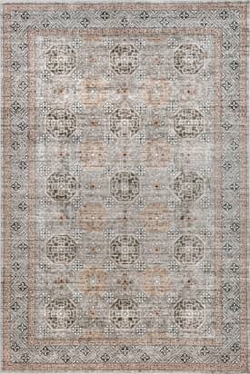 Taupe Kaylee Faded Trellis Border Washable Stain-Resistant Rug swatch