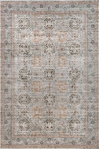 Taupe 5' x 8' Kaylee Faded Trellis Border Spill Proof Washable Rug swatch