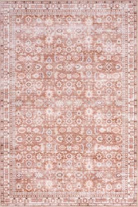 Red Norah Geometric Floral Washable Stain-Resistant Rug swatch
