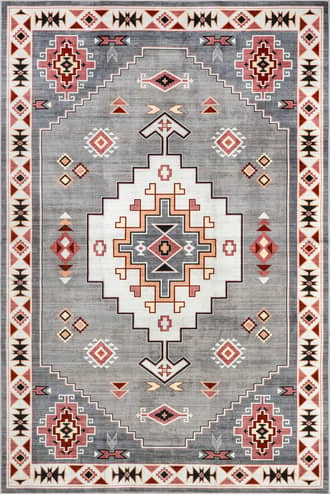 Grey 8' x 10' Weslie Southwestern Stain-Resistant Washable Rug swatch
