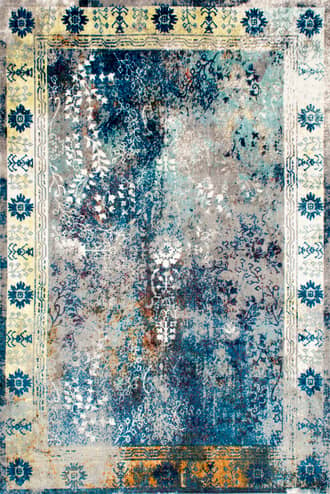 Blue 4' x 6' Bleached Frame Rug swatch