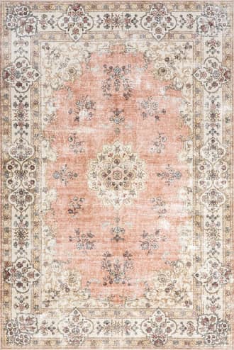 Peach 2' 6" x 8' Rosette Medallion Washable Rug swatch