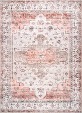 Beige 5' x 8' Francis Cartouche Medallion Washable Rug swatch
