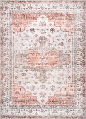 Beige 2' 6" x 6' Francis Cartouche Medallion Washable Rug swatch