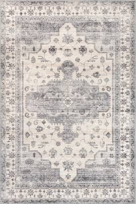 Gray 9' x 12' Francis Cartouche Medallion Washable Rug swatch