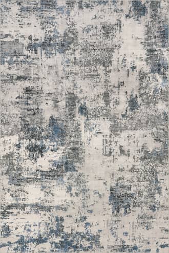 Blue Grey Faded Abstract Washable Rug swatch