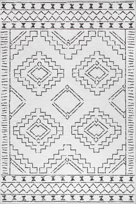 White 4' x 6' Moroccan Washable Rug swatch