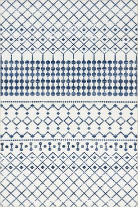 Blue 4' x 6' Moroccan Trellis Washable Rug swatch