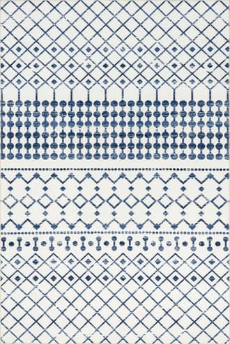 Blue 2' 6" x 10' Moroccan Trellis Washable Rug swatch