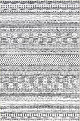 Gray 2' x 3' Tribal Banded Washable Rug swatch